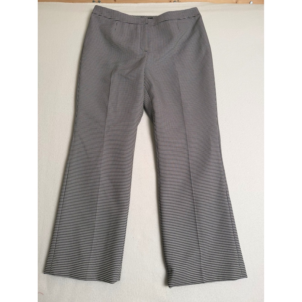 Kasper Womens 12P Black White Micro Check Grid Straight Leg Dress Pants Petite